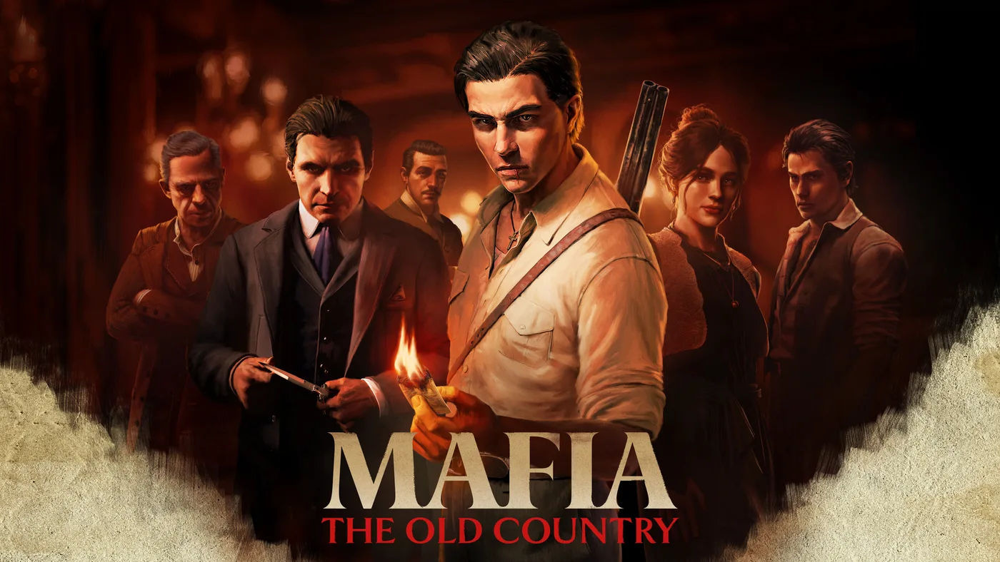 Official Mafia: The Old Country artwork showing its central cast against a warm Sicilian backdrop.