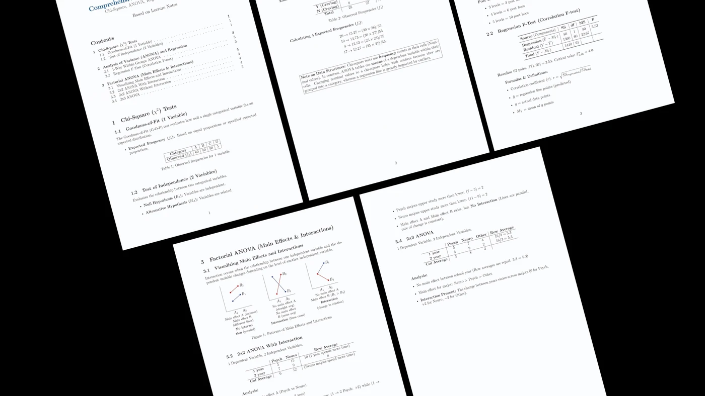 Pages of a statistics study guide shown in Google’s earlier Gemini file-generation demo